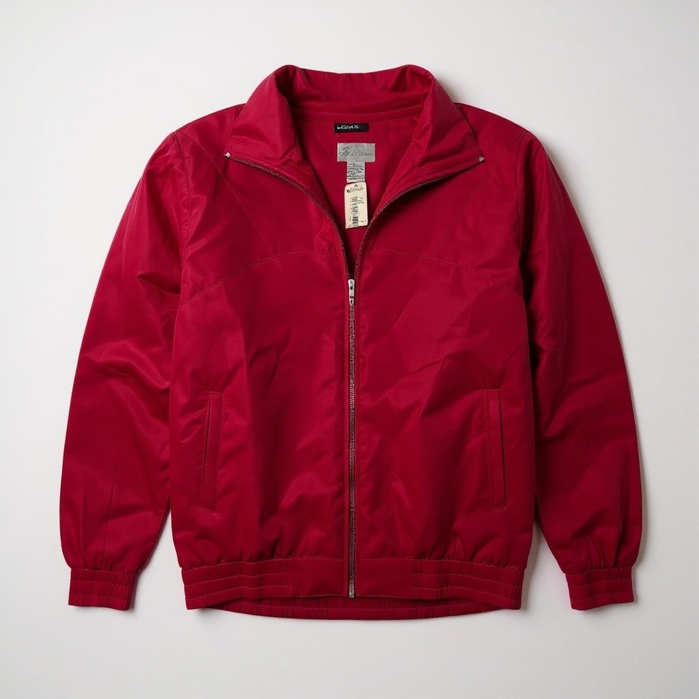 Vtg 80s 90s Women's Pink Silk Lightweight Zip‎ Up Track Jacket Size M NEW Retro